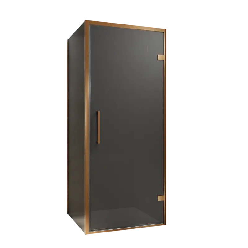 Balmani Senses Design Eckdusche: Drehtür (Rechts) mit fixierte Seitenwand, 90 x 100 cm, Rauchglas, Profil Brushed Rosegold Schnäppchen