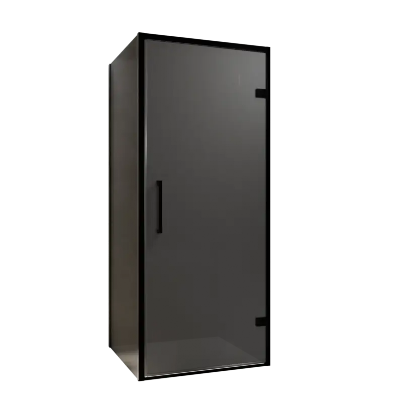Balmani Senses Design Eckdusche: Drehtür (Rechts) mit fixierte Seitenwand, 90 x 80 cm, Rauchglas, Profil Schwarz Nur Für Kurze Zeit