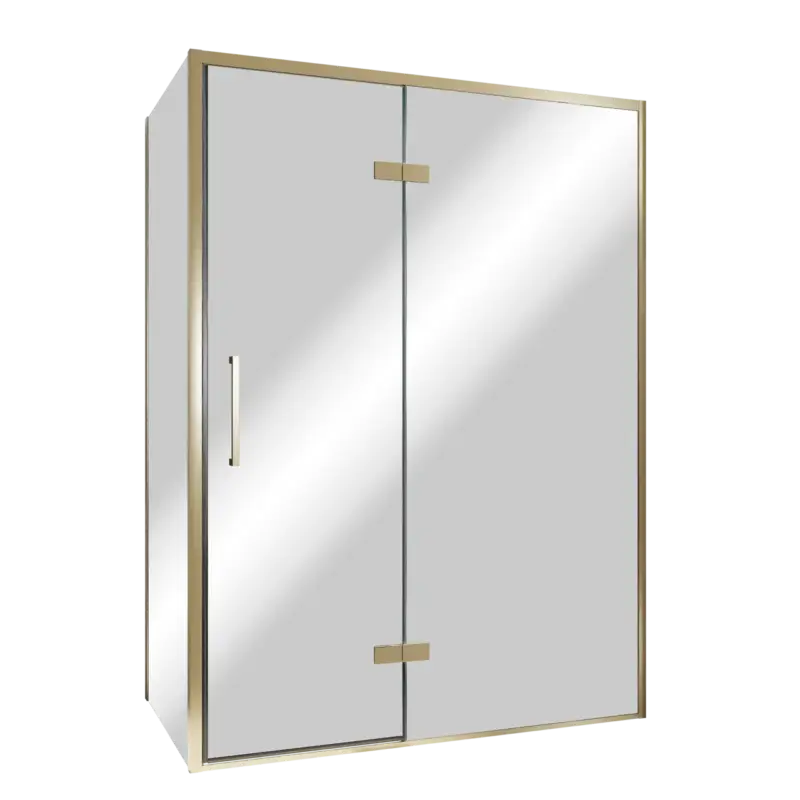 Beliebt Balmani Senses Design Eckdusche: Drehtür (Rechts) mit fixierte Seitenwand, 140 x 80 cm, Reflex-Spiegelglas, Profil Brushed Champagner Gold