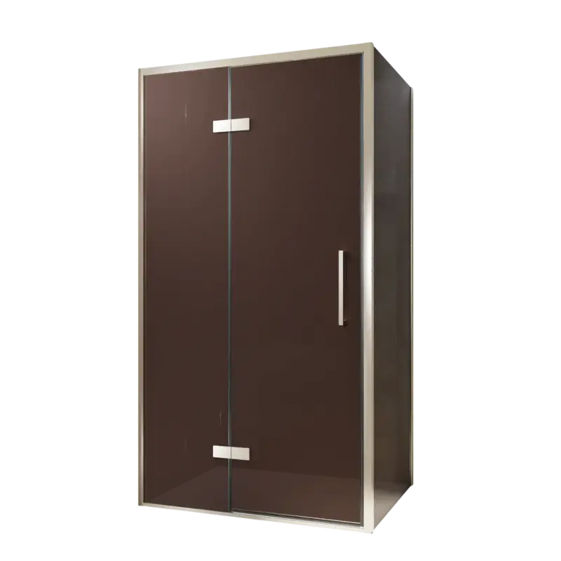 Top-Seller Balmani Senses Design Eckdusche: Drehtür (Links) mit fixierte Seitenwand, 100 x 90 cm, Bronze, Profil Brushed CoolMetal, inklusive Coating