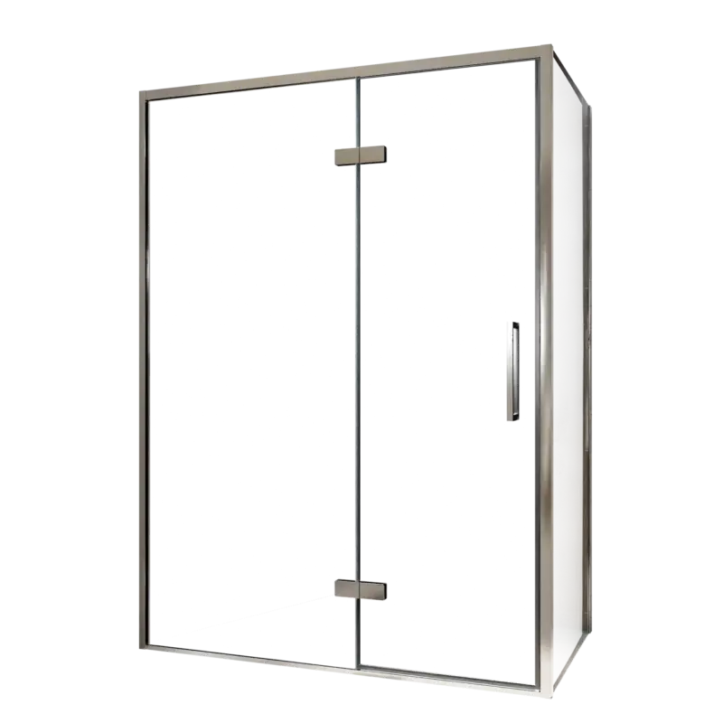 Balmani Senses Design Eckdusche: Drehtür (Links) mit fixierte Seitenwand, 140 x 100 cm, Klarglas, Profil Chrom, inklusive Coating Meistverkauft