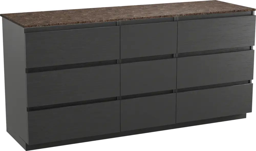 Balmani Lucida freistehendes Möbelstück Set: 180 x 55 cm, Schwarze Eiche, mit Stretto Einzel- oder Doppel Waschtischplatte, Marmor Dark Emperador Bestseller