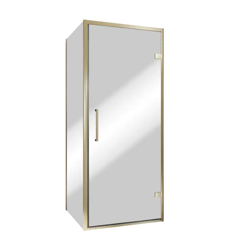 Balmani Senses Design Eckdusche: Drehtür (Rechts) mit fixierte Seitenwand, 90 x 80 cm, Reflex-Spiegelglas, Profil Brushed Champagner Gold, inklusive Coating Meistverkauft