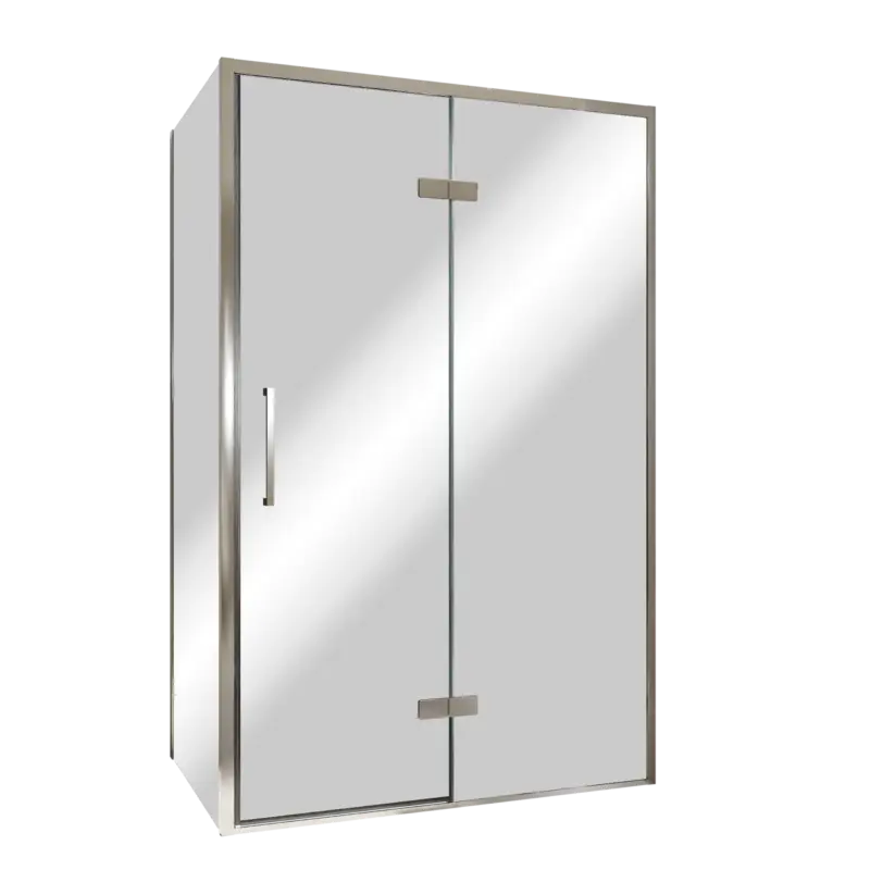 Angebot Balmani Senses Design Eckdusche: Drehtür (Rechts) mit fixierte Seitenwand, 120 x 80 cm, Reflex-Spiegelglas, Profil Chrom, inklusive Coating