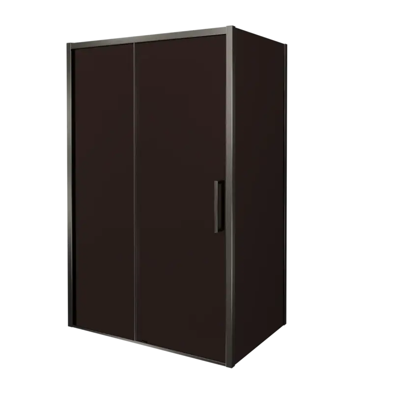 Aktuell Balmani Senses Design Eckdusche: Schiebetür (Links) mit fixierte Seitenwand, 120 x 100 cm, Bronze, Profil Brushed GunMetal, inklusive Coating