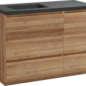 Angebot Balmani Lucida freistehendes Möbelstück Set: 120 x 55 cm, Teak, mit Napoli Waschtisch links, Schwarzes Granit