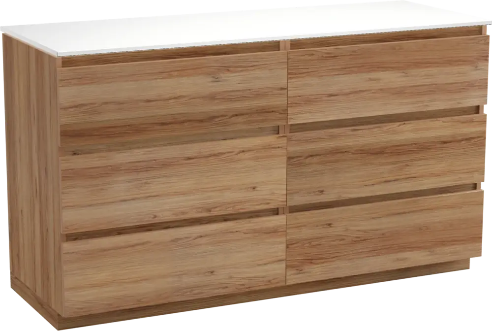 Neu Balmani Lucida freistehendes Möbelstück Set: 150 x 55 cm, Teak, mit Stretto Einzel- oder Doppel Waschtischplatte, Solid Surface Weiß matt