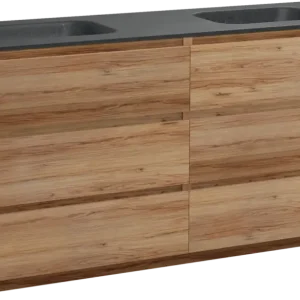 Angebot Balmani Lucida freistehendes Möbelstück Set: 180 x 55 cm, Teak, mit Tablo Arcato Doppelwaschtisch, Schwarzes Granit