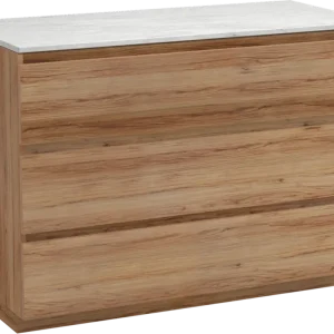Ausverkauf Balmani Lucida freistehendes Möbelstück Set: 120 x 55 cm, Teak, mit Stretto Einzel- oder Doppel Waschtischplatte, Marmor Carrara