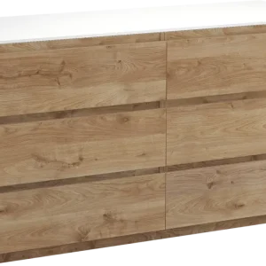 Zertifiziert Balmani Lucida freistehendes Möbelstück Set: 150 x 55 cm, Rohe Eiche, mit Stretto Einzel- oder Doppel Waschtischplatte, Solid Surface Weiß matt