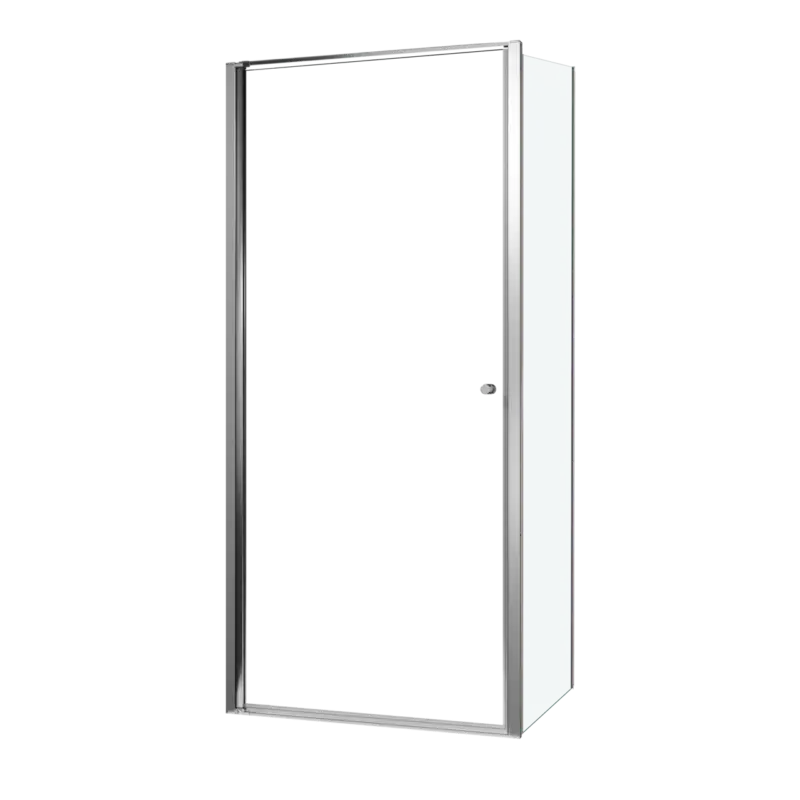 Geprüft Luca Varess Kuresa Eckdusche: Drehtür, fixierte Seitenwand, 95 x 90 x 200 cm, Klarglas, Profil Schwarz matt