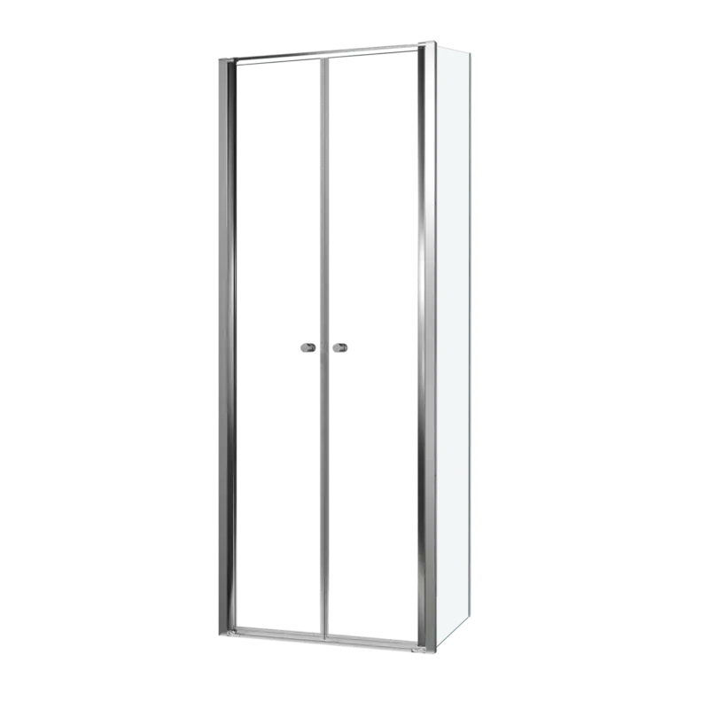 Top-Angebot Luca Varess Kuresa Eckdusche: Pendeltür, fixierte Seitenwand, 80 x 80 x 200 cm, Klarglas, Profil Schwarz matt