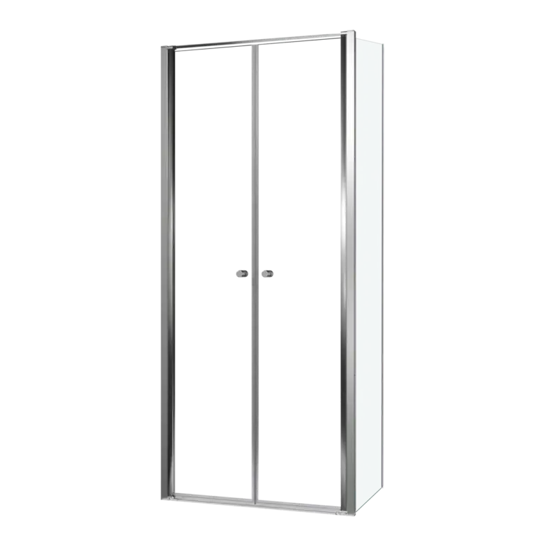 Top-Seller Luca Varess Kuresa Eckdusche: Pendeltür, fixierte Seitenwand, 90 x 80 x 200 cm, Klarglas, Profil Schwarz matt
