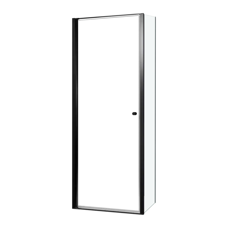 Super-Preis Luca Varess Kuresa Eckdusche: Drehtür, fixierte Seitenwand, 80 x 80 x 200 cm, Klarglas, Profil Schwarz matt