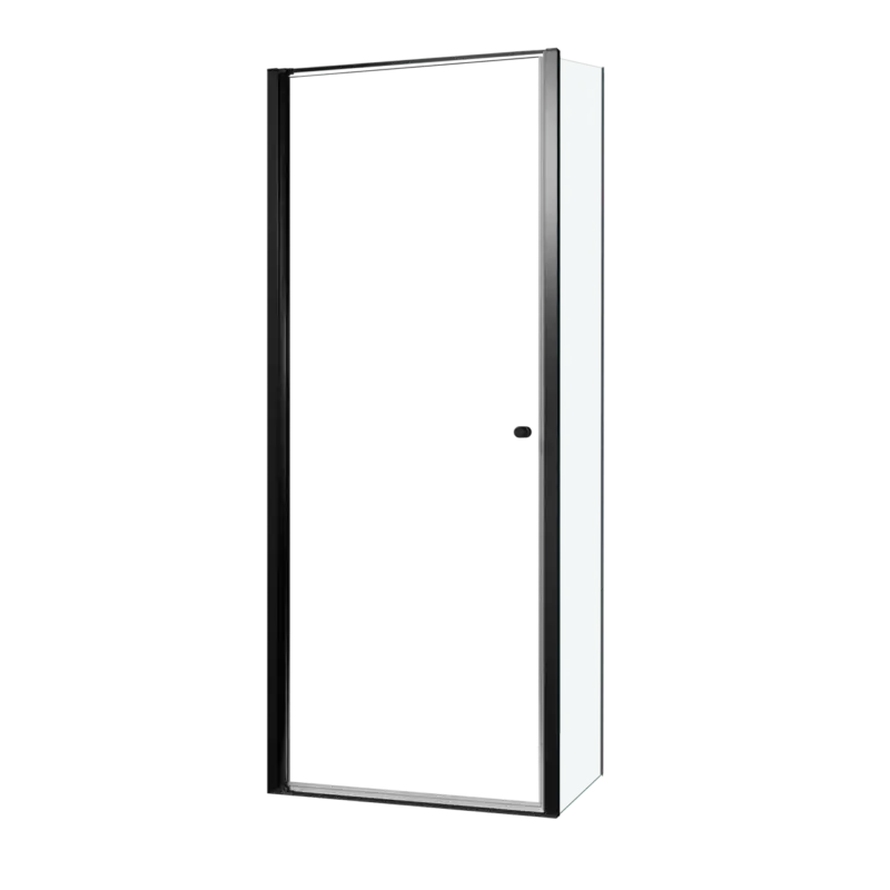 Jetzt Kaufen Luca Varess Kuresa Eckdusche: Drehtür, fixierte Seitenwand, 85 x 80 x 200 cm, Klarglas, Profil Schwarz matt