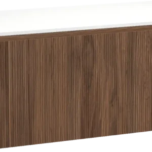 Neu Balmani Fila by Mitra hängendes Möbelstück Set: 120 x 55 cm, Nussbaum, mit Stretto Einzel- oder Doppel Waschtischplatte, Solid Surface, Weiß matt, Vertikale symmetrische gerade Rippe