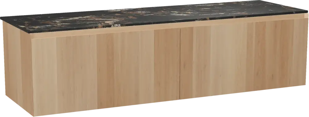 Preiswert Balmani Idra by Mitra hängendes Möbelstück Set: 180 x 55 cm, Naturbelassene Eiche, mit Stretto Einzel- oder Doppel Waschtischplatte, Marmor Portoro Gold