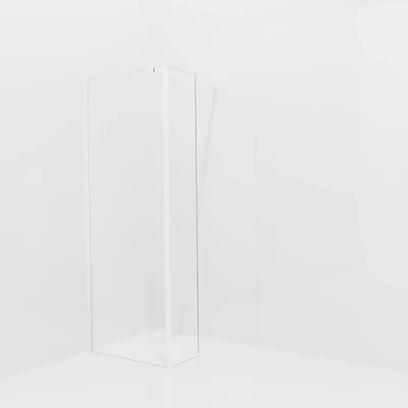 Bestpreis Balmani Modular Walk-In Dusche mit fester Seitenwand: 80 x 200 cm, Klarglas mit mattiertem Streifen, inklusive Coating, Profil Weiß matt