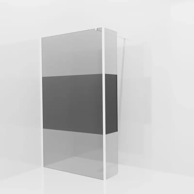 Balmani Modular Walk-In Dusche mit fester Seitenwand: 120 x 200 cm, Rauchglas mit mattiertem Streifen, inklusive Coating, Profil Weiß matt Meistverkauft