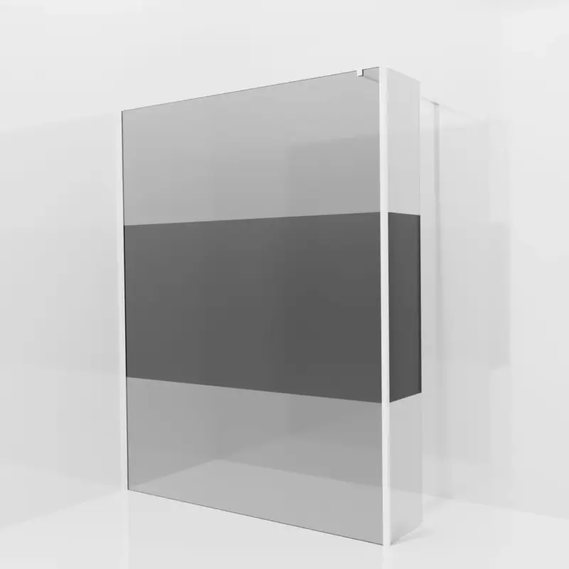 Balmani Modular Walk-In Dusche mit fester Seitenwand: 160 x 200 cm, Rauchglas mit mattiertem Streifen, inklusive Coating, Profil Chrom glänzend Wochenendangebot