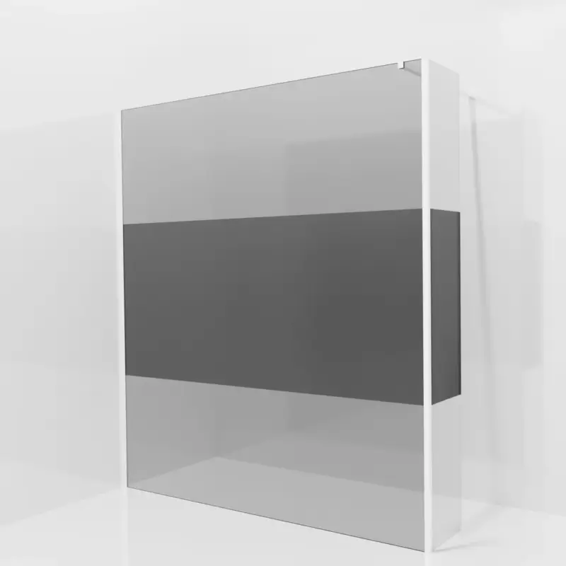 Balmani Modular Walk-In Dusche mit fester Seitenwand: 180 x 200 cm, Rauchglas mit mattiertem Streifen, inklusive Coating, Profil Weiß matt Schnäppchen