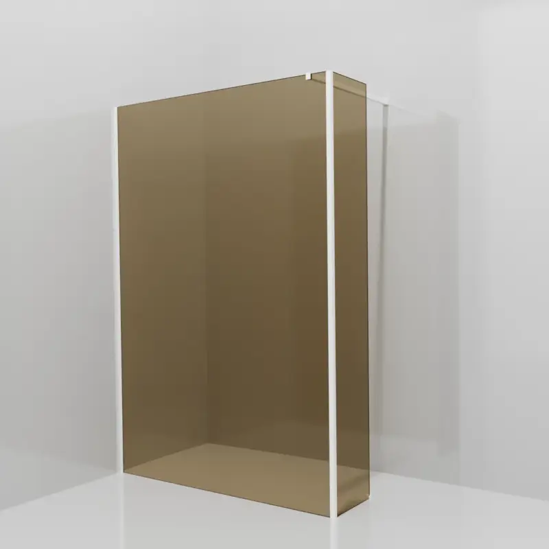 Abverkauf Balmani Modular Walk-In Dusche mit fester Seitenwand: 140 x 200 cm, Bronze Glas, inklusive Coating, Profil Weiß matt