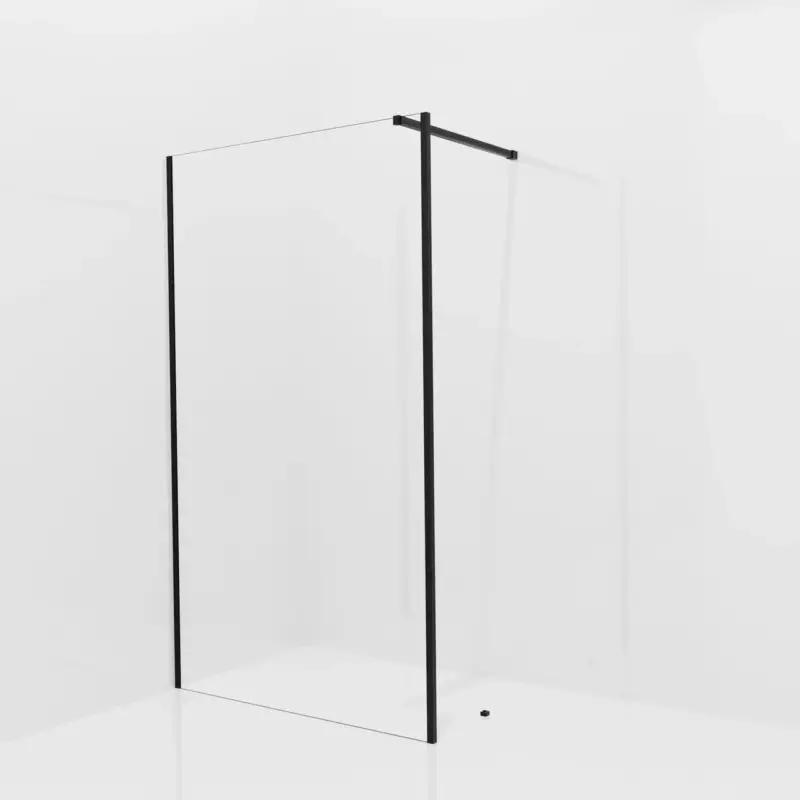 Abverkauf Balmani Modular Walk-In Dusche mit fester Seitenwand: 120 x 200 cm, Klarglas, inklusive Coating, Profil Schwarz matt