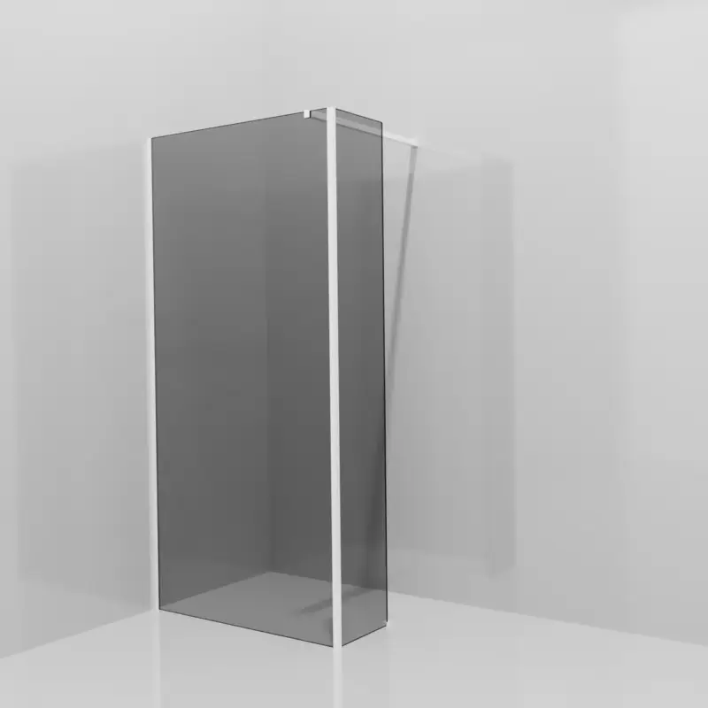 Finale Aktion Balmani Modular Walk-In Dusche mit fester Seitenwand: 100 x 200 cm, Rauchglas, inklusive Coating, Profil Weiß matt