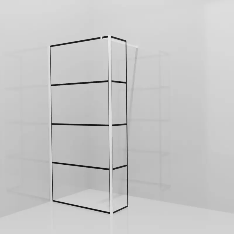 Balmani Modular Walk-In Dusche mit fester Seitenwand: 100 x 200 cm, Lined, inklusive Coating, Profil Weiß matt Schneller Versand