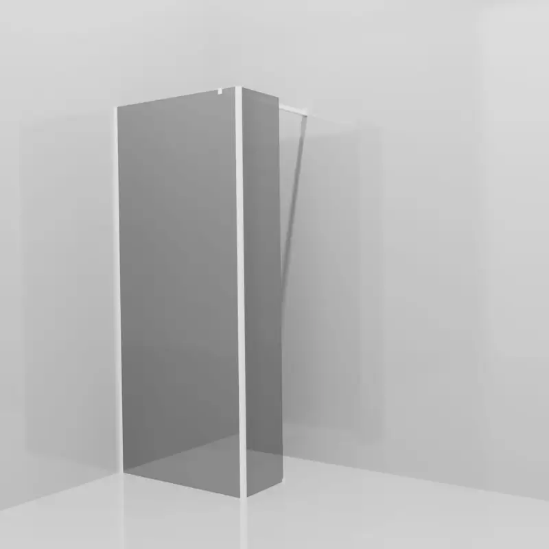 Ausverkauf Balmani Modular Walk-In Dusche mit fester Seitenwand: 90 x 200 cm, Reflex-Spiegelglas, inklusive Coating, Profil Weiß matt