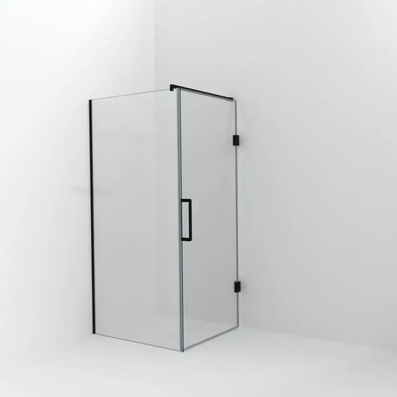 Sonderangebot Balmani Modular Walk-In Dusche mit Tür: 100 x 200 cm mit Tür 90 cm, Klarglas, Profil Schwarz matt