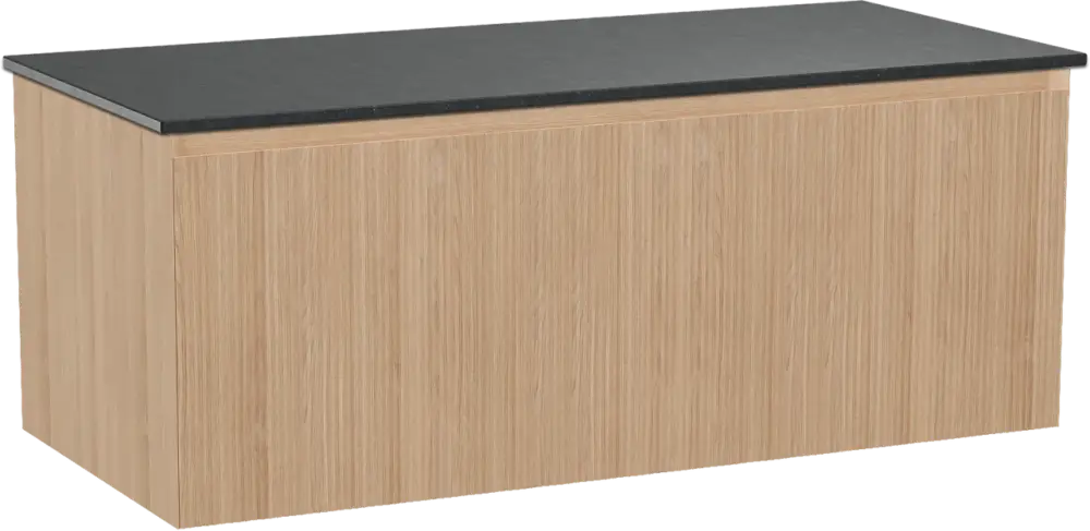Angebot Balmani Fila by Mitra hängendes Möbelstück Set: 120 x 55 cm, Naturbelassene Eiche, mit Stretto Einzel Waschtischplatte, Granit, Schwarzes Granit, Vertikale symmetrische gerade Rippe