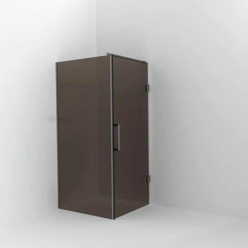 Balmani Modular Walk-In Dusche mit Tür: 100 x 200 cm mit Tür 90 cm, Bronze Glas, Profil Brushed Inox Direktkauf