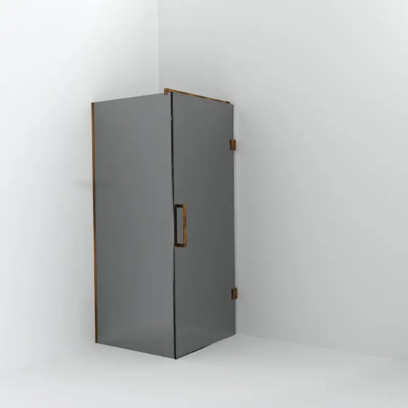 Balmani Modular Walk-In Dusche mit Tür: 90 x 200 cm mit Tür 90 cm, Reflex-Spiegelglas, Profil Brushed Rosegold Markenware