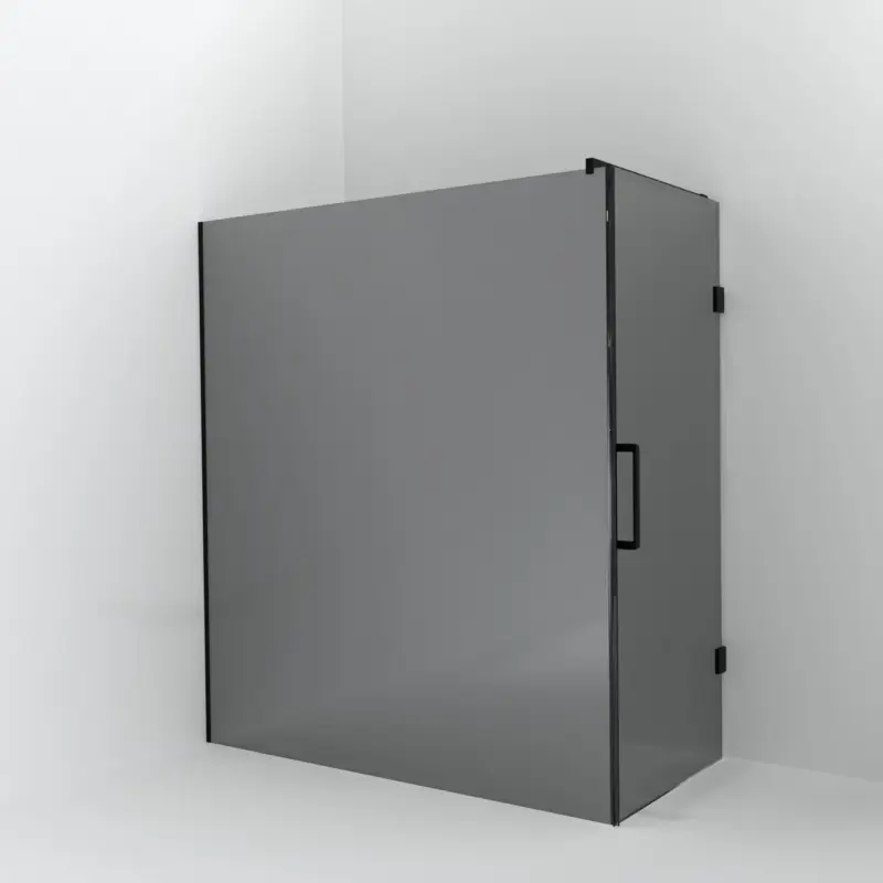 Balmani Modular Walk-In Dusche mit Tür: 180 x 200 cm mit Tür 90 cm, Reflex-Spiegelglas, Profil Schwarz matt Top-Preis