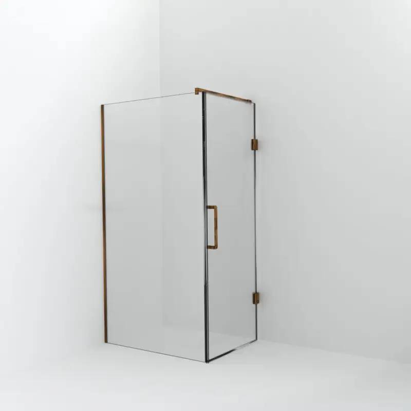 Abverkauf Balmani Modular Walk-In Dusche mit Tür: 110 x 200 cm mit Tür 80 cm, Klarglas inklusive Coating, Profil Brushed Rosegold