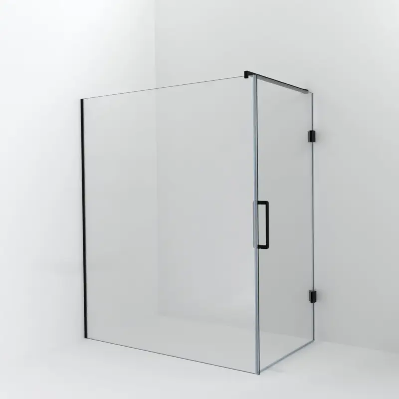 Zertifiziert Balmani Modular Walk-In Dusche mit Tür: 170 x 200 cm mit Tür 100 cm, Klarglas inklusive Coating, Profil Schwarz matt