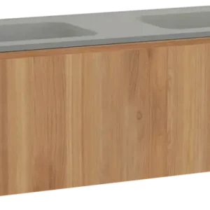 Aktuell Balmani Idra by Mitra hängendes Möbelstück Set: 180 x 55 cm, Teak, mit Tablo Strada Doppelwaschtisch, Marmorkomposit Seidengrau