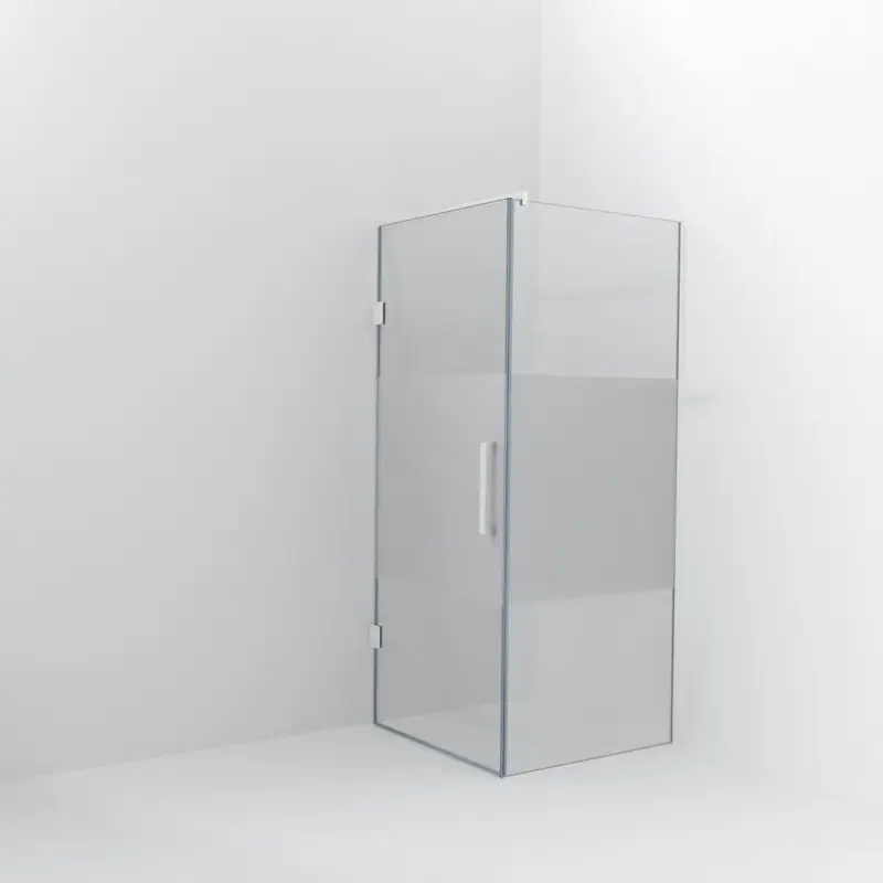 Schnäppchen Balmani Modular Walk-In Dusche mit Tür: 90 x 200 cm mit Tür 90 cm, Klarglas mit mattiertem Streifen, Profil Weiß matt