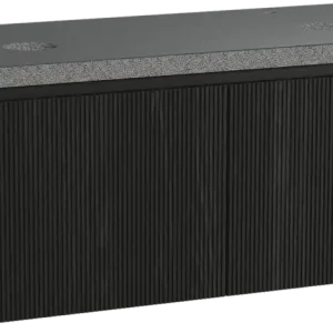 Aktuell Balmani Fila by Mitra hängendes Möbelstück Set: 135 x 55 cm, Schwarze Eiche, mit Rock Doppel Waschtischplatte, Granit, Schwarzes Granit, Vertikale symmetrische gerade Rippe
