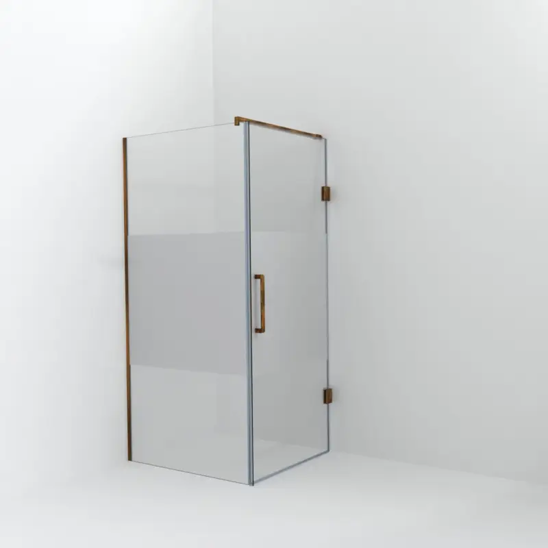 Beliebt Balmani Modular Walk-In Dusche mit Tür: 100 x 200 cm mit Tür 90 cm, Klarglas mit mattiertem Streifen, Profil Brushed Rosegold