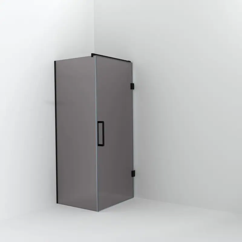 Aktuell Balmani Modular Walk-In Dusche mit Tür: 80 x 200 cm mit Tür 90 cm, Rauchglas inklusive Coating, Profil Schwarz matt