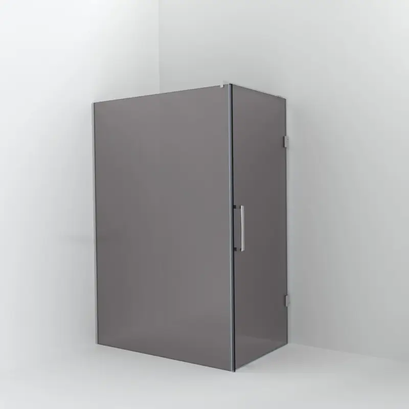 Balmani Modular Walk-In Dusche mit Tür: 140 x 200 cm mit Tür 90 cm, Rauchglas inklusive Coating, Profil Chrom glänzend Direktkauf