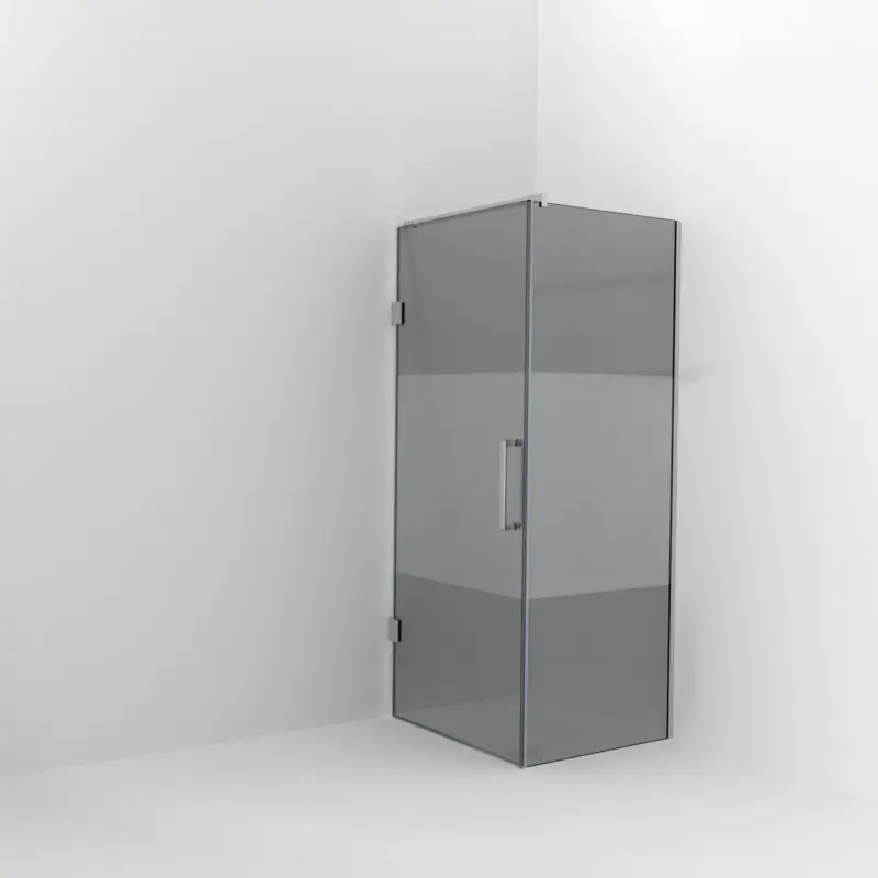 Angebot Balmani Modular Walk-In Dusche mit Tür: 80 x 200 cm mit Tür 90 cm, Rauchglas mit mattiertem Streifen inklusive Coating, Profil Chrom glänzend