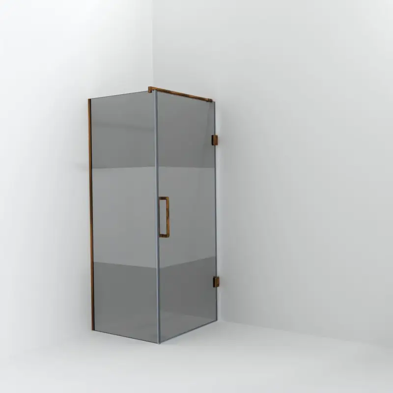 Neu Im Sortiment Balmani Modular Walk-In Dusche mit Tür: 80 x 200 cm mit Tür 90 cm, Rauchglas mit mattiertem Streifen inklusive Coating, Profil Brushed Rosegold