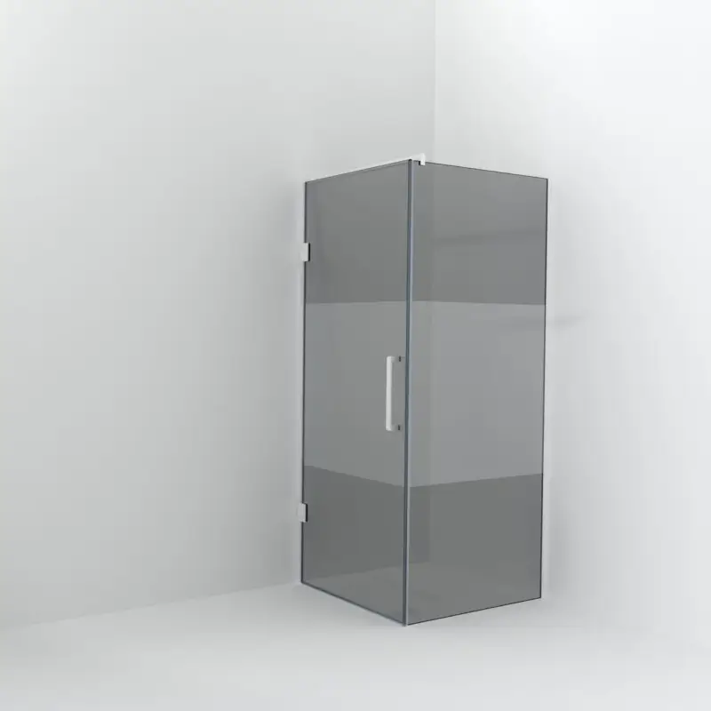 Balmani Modular Walk-In Dusche mit Tür: 90 x 200 cm mit Tür 90 cm, Rauchglas mit mattiertem Streifen inklusive Coating, Profil Weiß matt Top-Seller