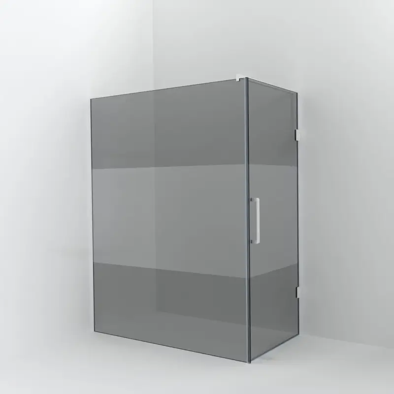 Zertifiziert Balmani Modular Walk-In Dusche mit Tür: 160 x 200 cm mit Tür 90 cm, Rauchglas mit mattiertem Streifen inklusive Coating, Profil Weiß matt