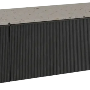 Kracherpreis Balmani Forma hängendes Möbelstück Set: 180 x 55 cm, Schwarze Eiche, mit Stretto Einzel- oder Doppel Waschtischplatte, Terrazzo in Greige, Vertikale symmetrische gerade Rippe