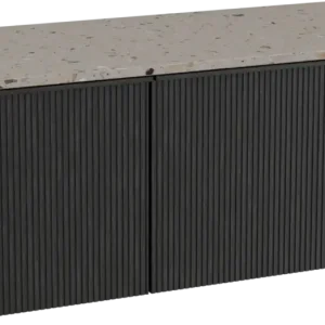 Angebot Balmani Forma hängendes Möbelstück Set: 120 x 55 cm, Schwarze Eiche, mit Stretto Einzel- oder Doppel Waschtischplatte, Terrazzo in Greige, Vertikale symmetrische gerade Rippe