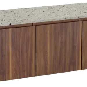 Angebot Balmani Sfera by Lucida hängendes Möbelstück Set: 180 x 55 cm, Amerikanischer Nussbaum, mit Stretto Einzel- oder Doppel Waschtischplatte, Terrazzo in Greige